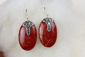 

KJJEAXCMY fine jewelry 925 pure silver inlaid natural grass coral Ear Studs Earrings buckle wholesale Thailand women's jewelry x