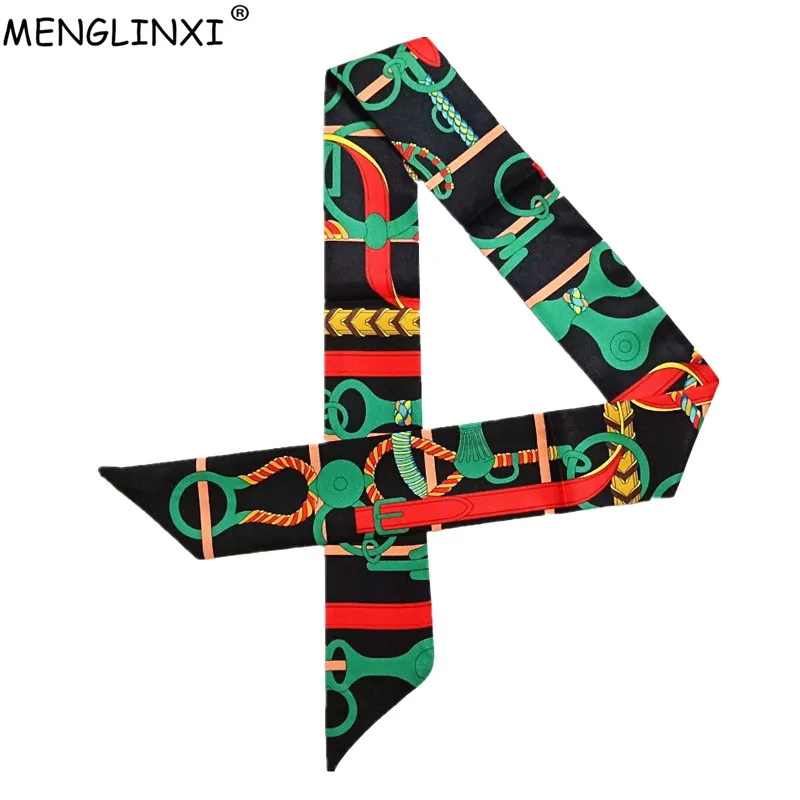 

Новый Шелковый шарф люксовый бренд сумка шарф для женщин цепочка с принтом головы Тощий шарф длинная ручка для сумки шарфы обертывания Прямая поставка