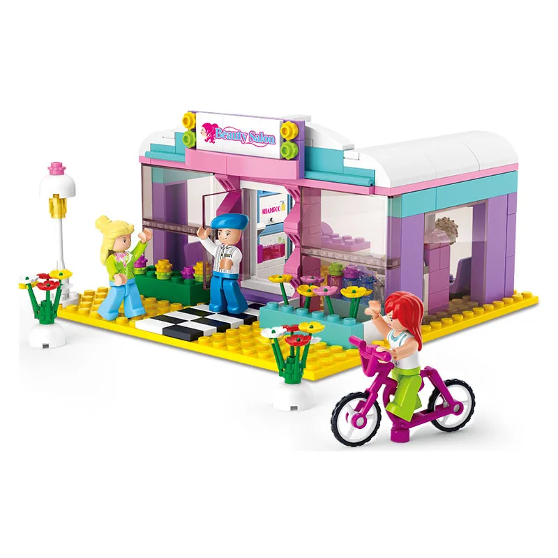 

Sluban 226PCS Pink Dream Beauty Salon Hair Salon Kids Toys Hairdresser Educational Bricks Lego Compatible