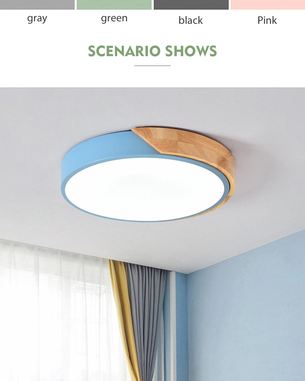 Lâmpada do Teto Levou as Luzes do Tecto Tecto de Madeira Ultra fino de Alta cm de Diâmetro Nordic Dimmable de Madeira Redonda 30 60 Tamanho 5 7 Cores Ferro Arte Macaron 6 Nordic lâmpada de teto de madeira pode