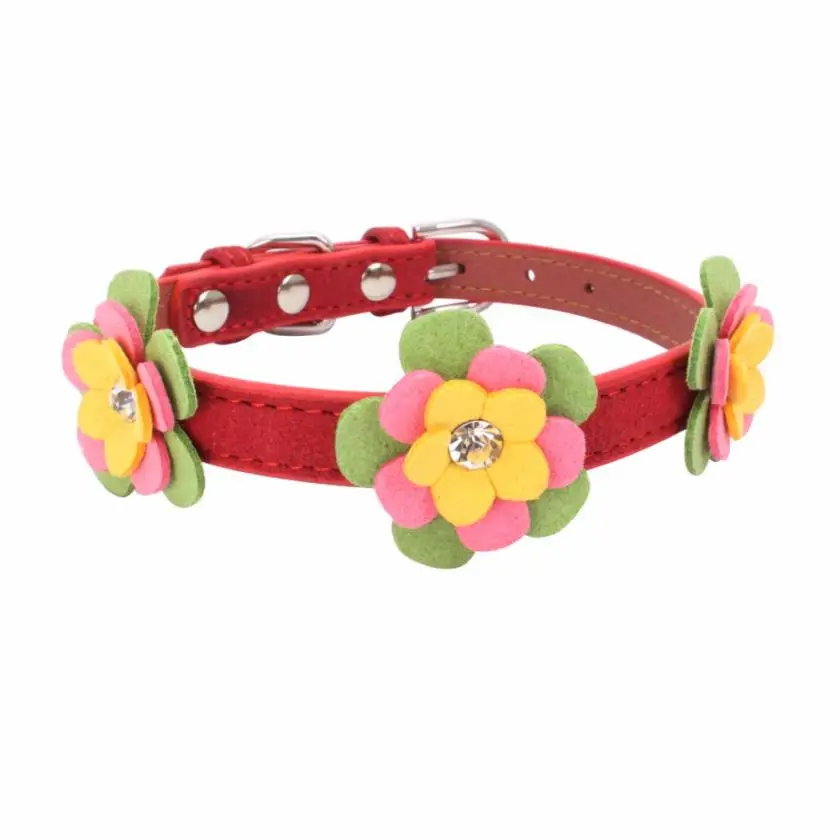 Flower Pet Collar Exquisite Adjustable Woven Diamond Dog Puppy Pet