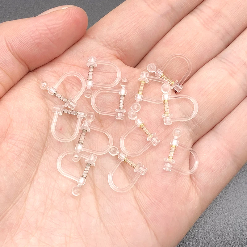 

WIWI 10 PCS 13*14mm Invisible Resin Earring Clips Transparent Spring Non Pierced Ears For Women DIY Handmade Earrings Findings