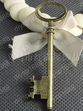 

30pcs/lot Zinc alloy bead Antique Bronze Plated Key Shape Charms Pendants Fit Jewelry DIY 80*23MM JYA1009