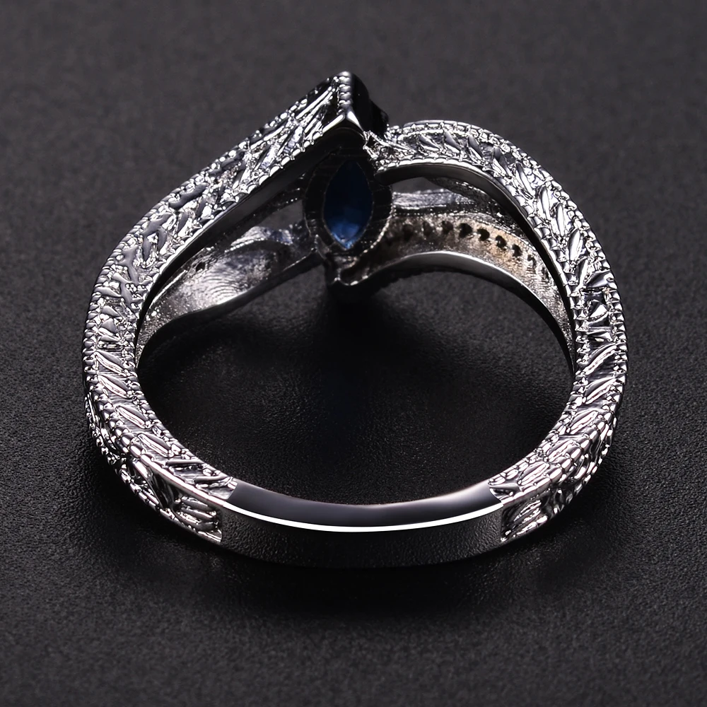 Темно-синие кольца на палец с драгоценным камнем для женщин, ювелирные изделия с геометрическим дизайном, романтические вечерние ювелирные изделия для помолвки
