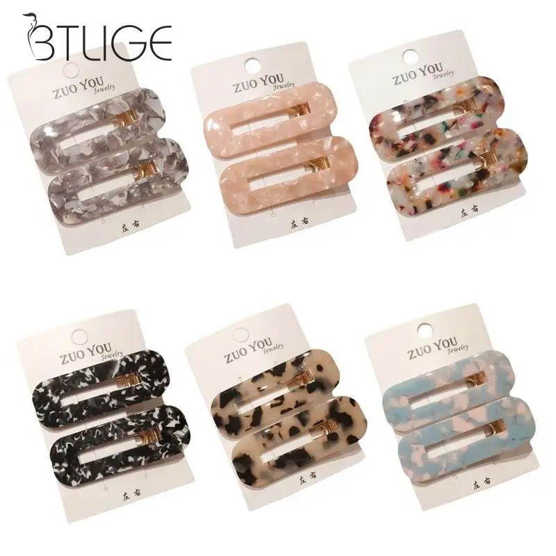 

1 Pair Women Acrylic Hair Clips Hairpins Fashion Leopard Print Waterdrop Barrettes Girls Hairgrips Hair Accessories