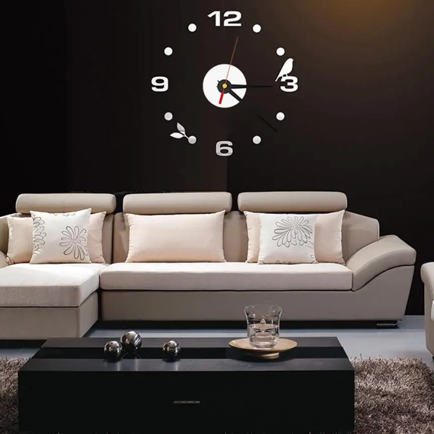 DIY Large Wall Clock Home Office Room Decor 3D Mirror Surface Sticker 5.30