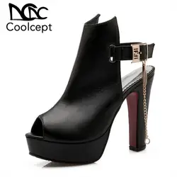 Coolcept плюс размер 34-50 гладиатор женские босоножки на высоком каблуке Летняя обувь на платформе леди Спайк Сандалии на каблуке Для женщин