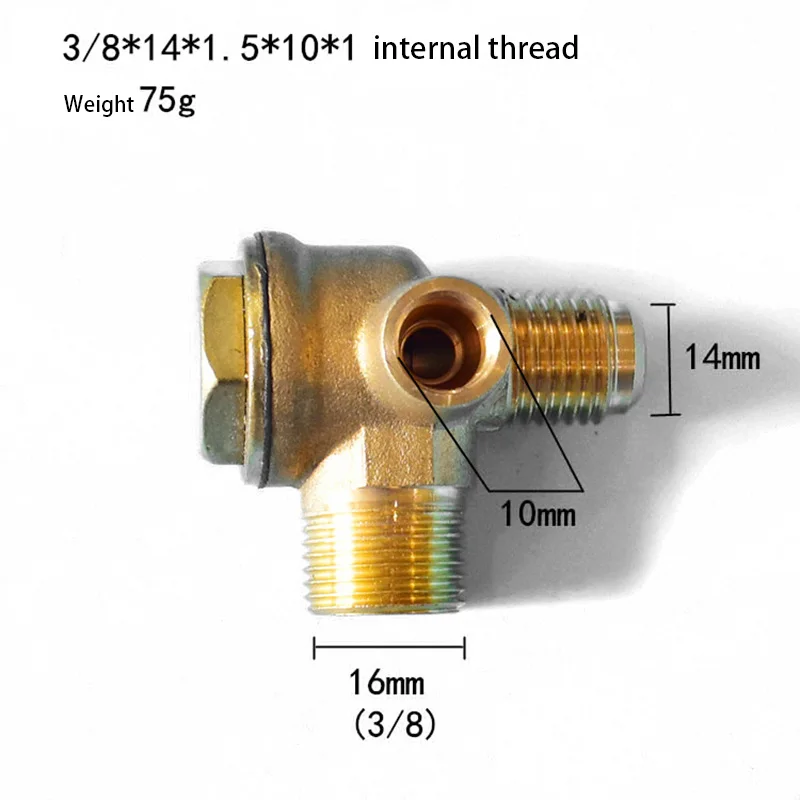 1 шт. 3 порта обратный клапан латунный внутренний/наружный обратный клапан/обратный клапан Соединитель Инструмент для воздушного компрессора высокая твердость - Цвет: 16x10x14mm internal