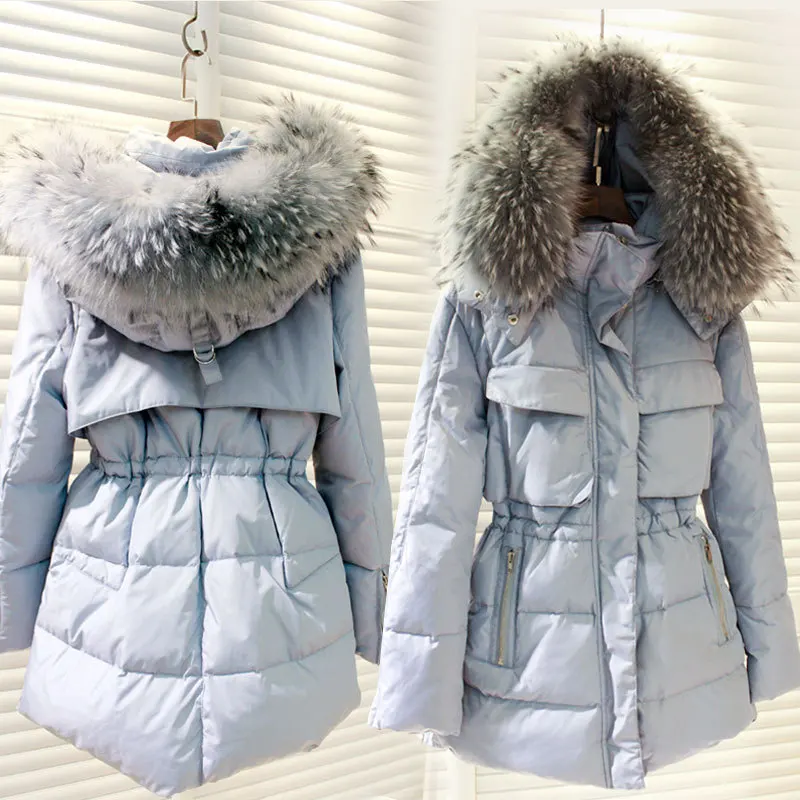 Lusumily зимняя женская куртка-пуховик на утином пуху, теплая тонкая уплотненная парка, высококачественное пальто с меховым воротником, женская зимняя верхняя одежда с капюшоном