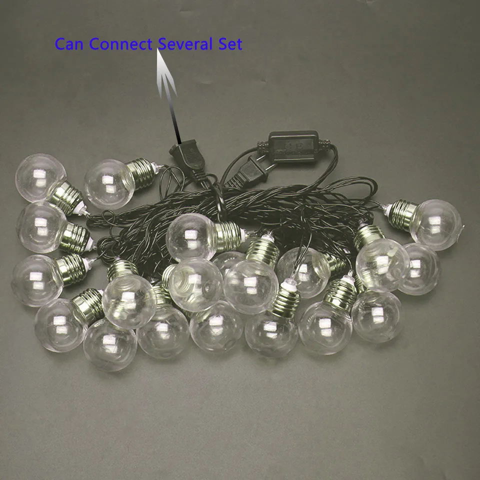 6M EU US Plug Led Holiday String Lamp 20 Leds Bulbs Plastic Strip Light 220V 110V Warm White Decoration for Home Christmas Party (5)