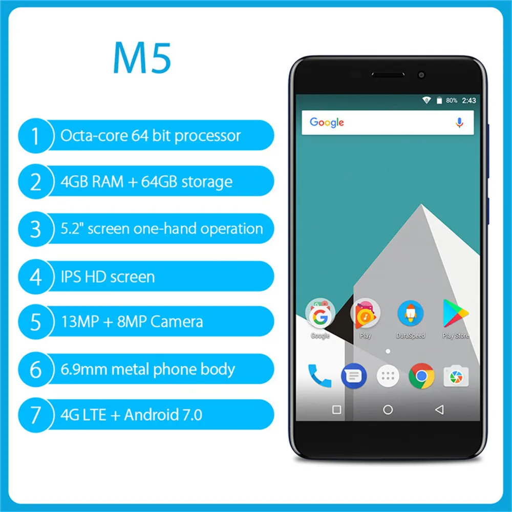 Vernee M5 4 ГБ ОЗУ 64 Гб 5 2 дюймов ips дисплей 4G LTE мобильный телефон MT6750 Восьмиядерный 3300