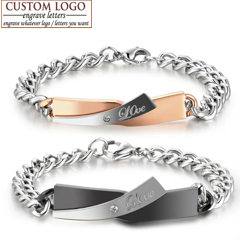 Женский и мужской браслет из нержавеющей стали AZIZ BEKKAOUI с логотипом|bracelets for women