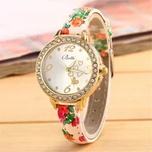 Fashion Women’s WatchCrystal Leather Bracelet Quartz Wrist Watch Sport relogio feminino dropshopping free shipping K40