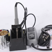 YIHUA 908+ 60 Вт вилка Европа/США Регулируемая температура паяльник ESD безопасный Мини паяльная станция с 5 шт. наконечником