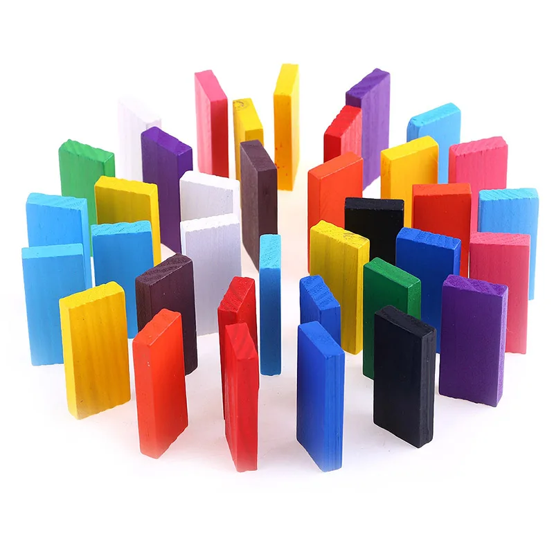 Buy HuCooCoo 100pcs Rainbow Wood Domino Blocks Kids