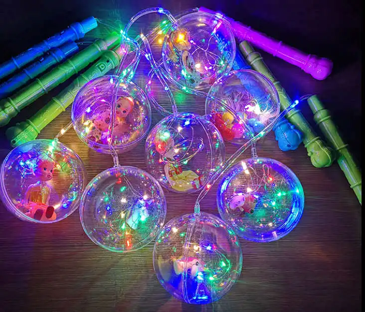 10 см светящиеся светодиодные воздушные шары прозрачные рукава-фонарики с мультяшной фигурой внутри рождественские подарки игрушки для детей - Цвет: random round