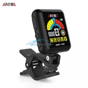 

New AROMA AMT-100 2 in 1 Clip-on Electronic Guitar Tuner With Built-in Battery USB Cable for Guitar Rechargeable Rotatable