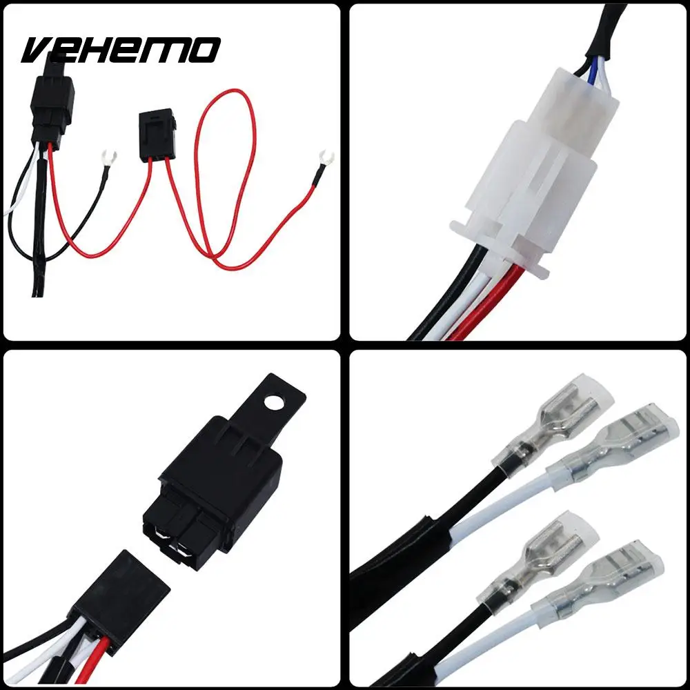 Universal Wiring Harness Kit Connecting 2 LED Fog Light Fuse Relay Line Set Professional Cable Headlight