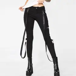 Новые черные узкие Высокая талия молния для женщин карман узкие брюки дамы повседневное карандаш брюки для девочек уличная