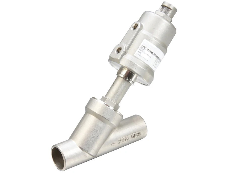 1 inch 2/2 Way single acting stainless steel pneumatic angle seat valve