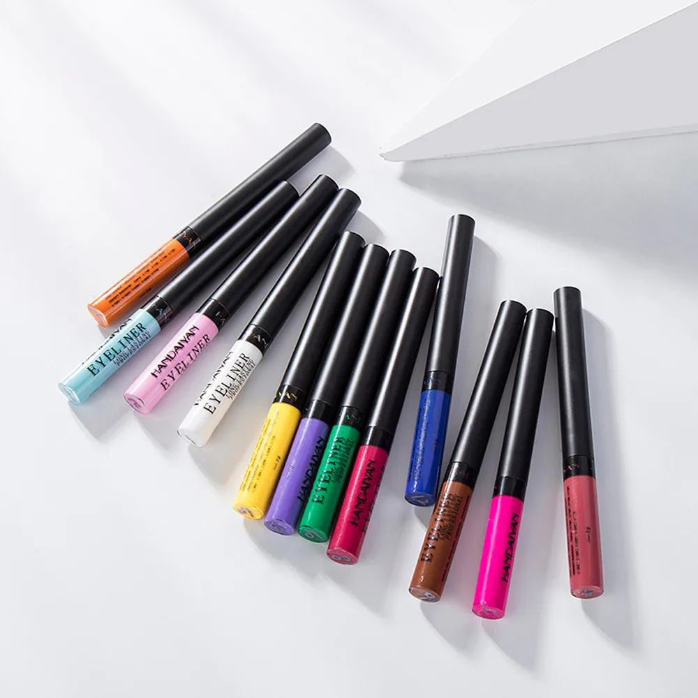 

12 Color Eyeliner Liquid Waterproof Easy To Wear Make Up Matte Eye Liner Blue Red Green White Gold Brown Eyliner