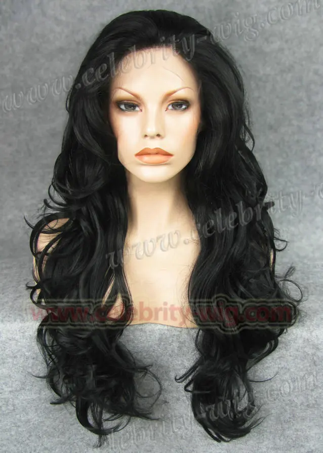 

N12-1# Top Fashion & Elegant Black Curly Synthetic lace front wig Free Shipping