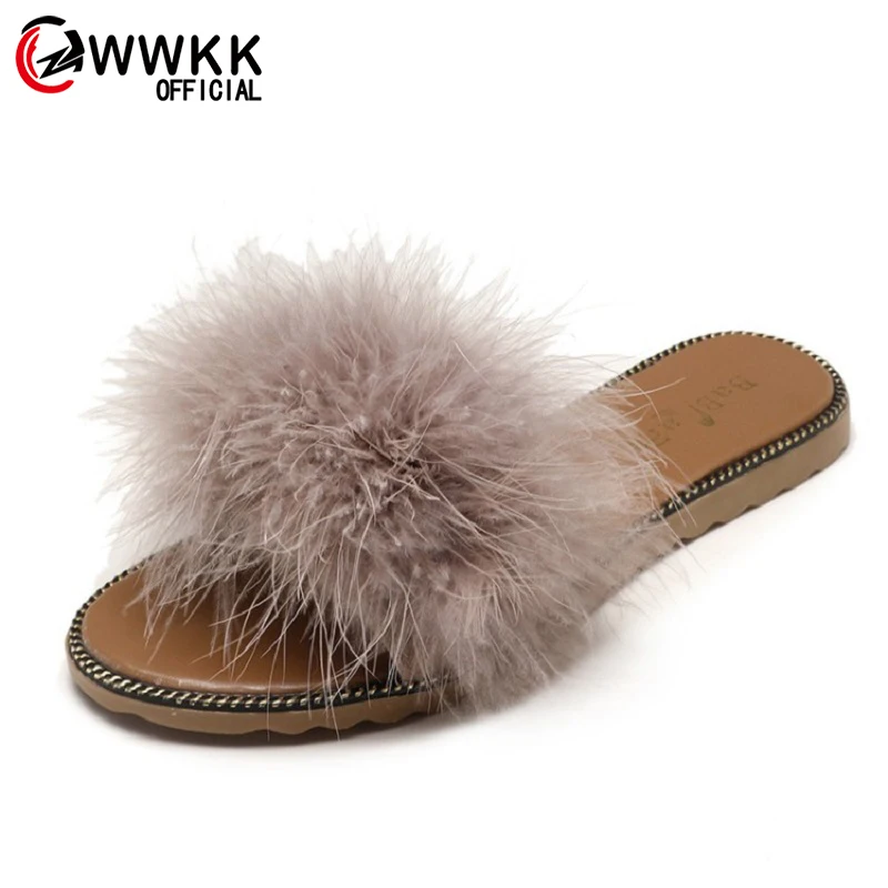 

WWKK Woman Slippers Summer Shoes PU Leather New Fashion Non-slip Soft Comfortable Outdoor Home Light Wearproof