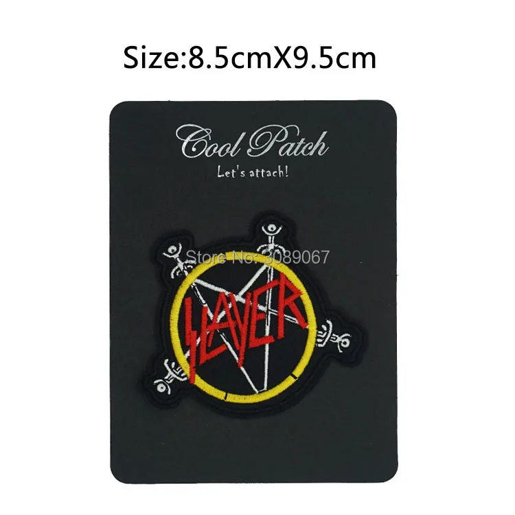 

Slayer Logo Thrash Metal Death patch Heavy Metal Music Rock band Punk Rockabilly woven sew on iron on badge patches for clothes