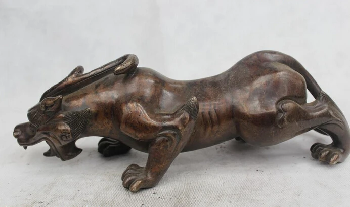 

wholesale factory 4"Chinese Folk Pure Bronze excellent Lucky Lifelike Kylin unicorn Statue