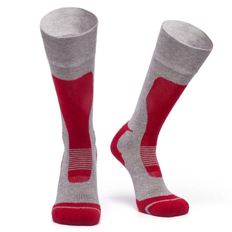Лыжные носки, Плотные хлопковые спортивные носки для сноуборда, велоспорта, катания на лыжах, футбола, мужские и женские влагопоглощающие высокие эластичные носки - Цвет: GY