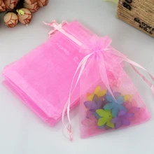 500 шт./партия, розовые сумки из органзы 15x20 см, для свадебного украшения, ювелирные изделия, конфетные упаковочные мешочки сумочки, милая подарочная Сумка из органзы на шнурке