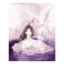 Девочка-подросток Лебедь любовь рисунок DIY цифровая картина маслом номера современные стены книги по искусству холст живопись уникальный