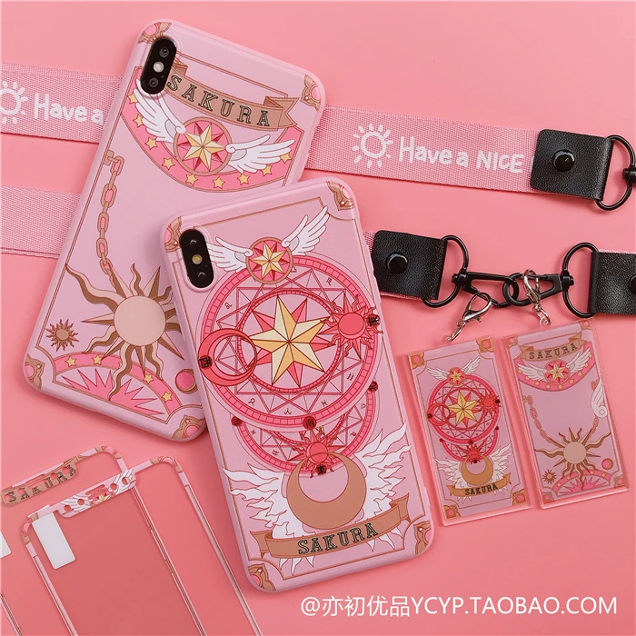 Для iphone 11 pro Max Cardcaptor Sakura Чехол+ пленка для экрана из закаленного стекла для iphone X XS XR XS Max 7 8plus 6S plus чехол+ ремни