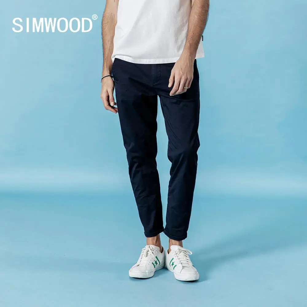 Мужские повседневные брюки SIMWOOD эластичные штаны длиной до щиколотки 2019 летние