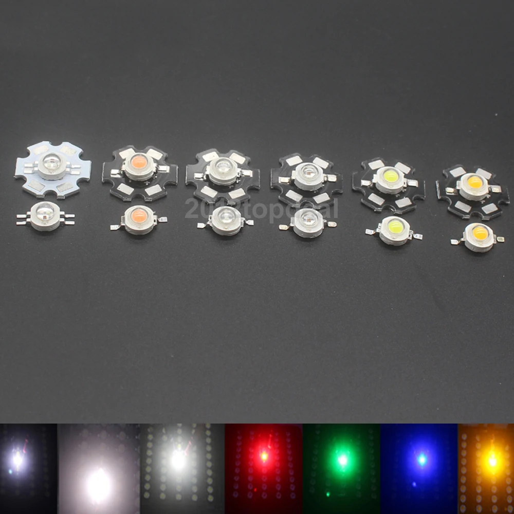 

10-100pcs 1W 3W Warm / White/blue/ Royal Blue red/green/yellow/660nm UV Violet RGB High Power LED Chip Light with PCB or not pcb