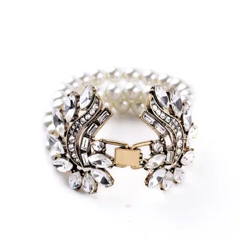 

Bulk Price Newest Jewelry Bracelets Simulated Pearl Multi Layer Chain Bridal For Women Wedding Gold Color 2015 Brand
