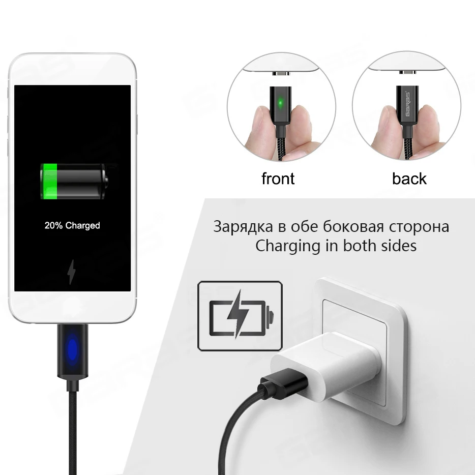 جرس USB نوع C/مايكرو USB/ل iphone المغناطيسي كابل USB-C/نوع-C سريع شاحن المغناطيس كابل ل iphone/ipad الهاتف المحمول كابل