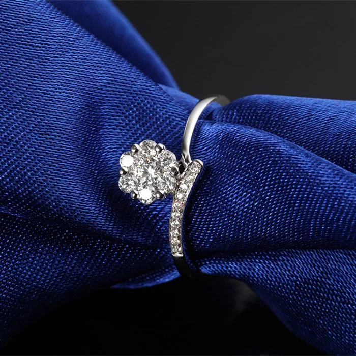 Pretty Flower Diamond Ring for Women Tiny spot 925 Silver White Gold Color Valentine Day &amp Birthday Gift | Украшения и