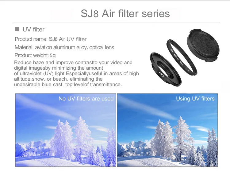 4 IN 1 set SJCAM Accessories 40.5mm CPL Filters + UV + 40.5mm Lens Cap for SJ6 Legend/ SJ7 Star SJ8 Sports Action Camera Lens