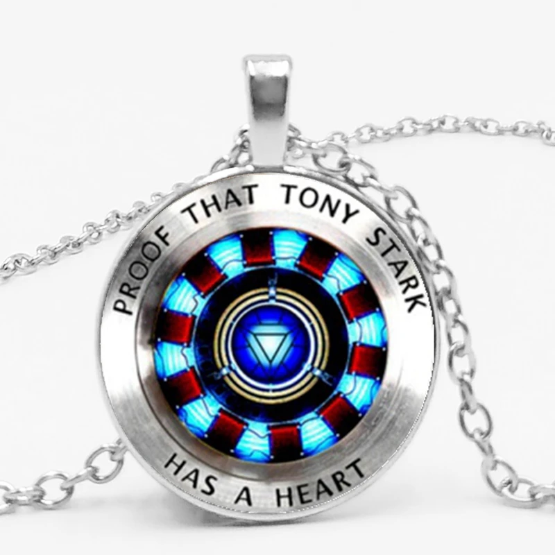 

2019 Hot Movie Around Iron Man, Tony Stark Necklace Tibet Silver Glass Dome Necklace Pendant Ornaments Wholesale