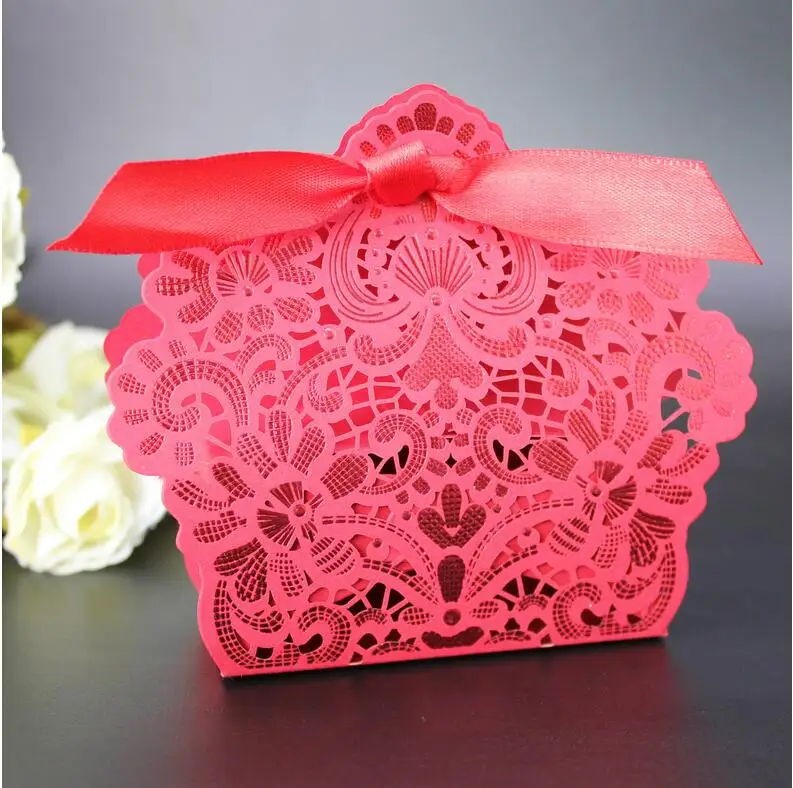 50 PCs/ Pack Red Lace Candy Box Party Birthday Wedding Decoration