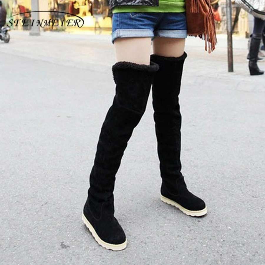 

2016 new autumn and winter boots flat boots knee length boots plus velvet shoes tide Korean version was thin
