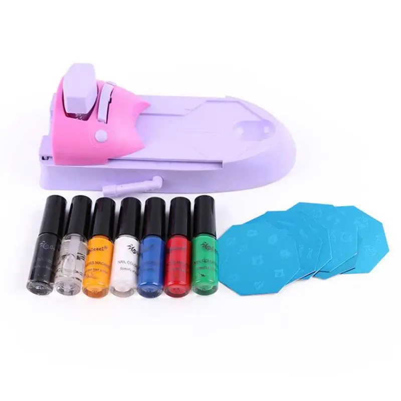 

Nail Art Stamping Printing Machine DIY Pattern Stamper Manicure Nail Art Printer + 7 bottles nail polish + 6Pcs Metal Plates