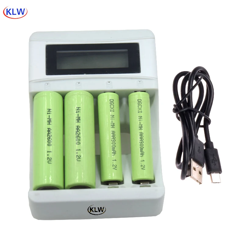 

4 Slots LCD Display Smart Intelligent Battery Charger for AA AAA 1.2V NiCd NiMh Rechargeable Battery USB big current Charger