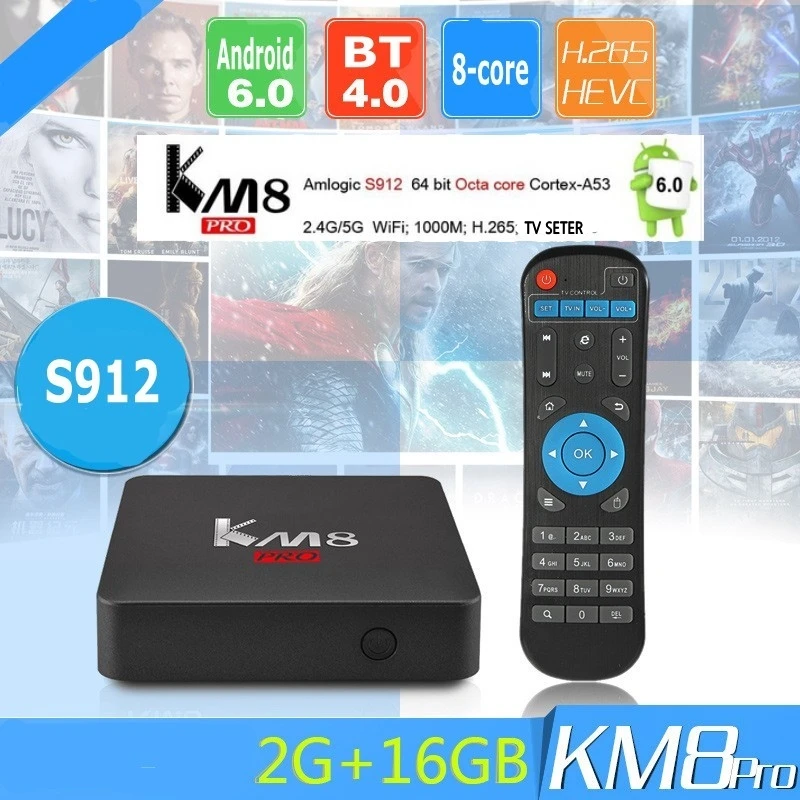 2017 New KM8 PRO TV Box font b Android b font 6 0 Amlogic S912 Octa