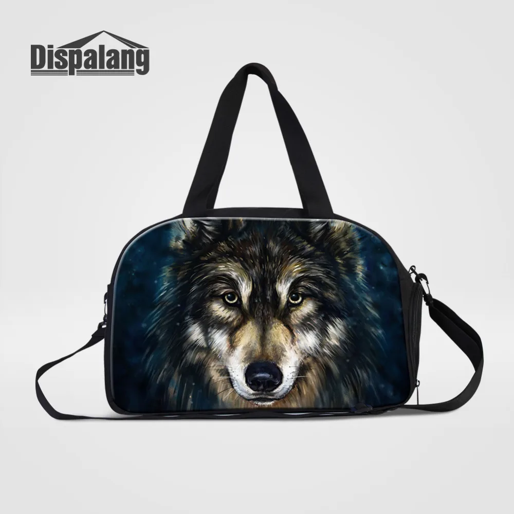 

Dispalang Durable Women Men Casual Trip Travel Bag Wolf Animal Print Zipper Garment Bag Large Clothing Bag Duffle Organizer Bag