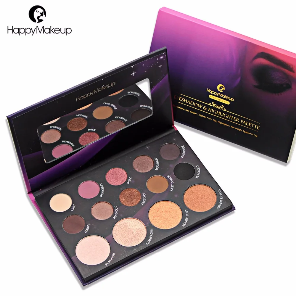 

Happy Makeup 14 Colors Earth Shimmer Matte Eyeshadow Palette Nude Glitter Pigment Natural Smoky Eye Shadow Waterproof Cosmetic
