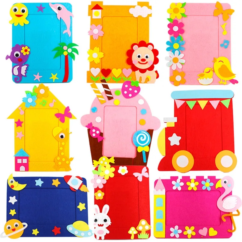 

9Pcs/set DIY Cartoon Animal 6 Inch Photo Frame Children Handmade Craft Art Toys for Kids Girl Home Decor Kindergarten Applique