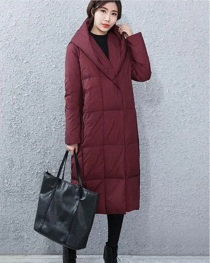 2016 New Design Long Down Coat Jacket Winter Goose Coat Thick Women Down Coat With Big Collar Hood