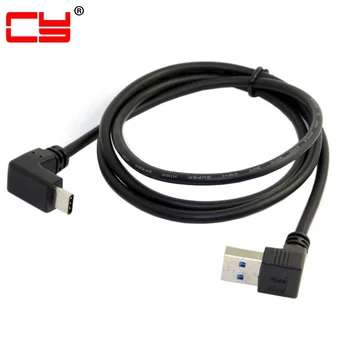 

Jimier USB 3.1 USB-C Reversible Angled to A Male 90 Degree Up Angled Data Cable for Tablet Mobile Phone Hard Disk Drive